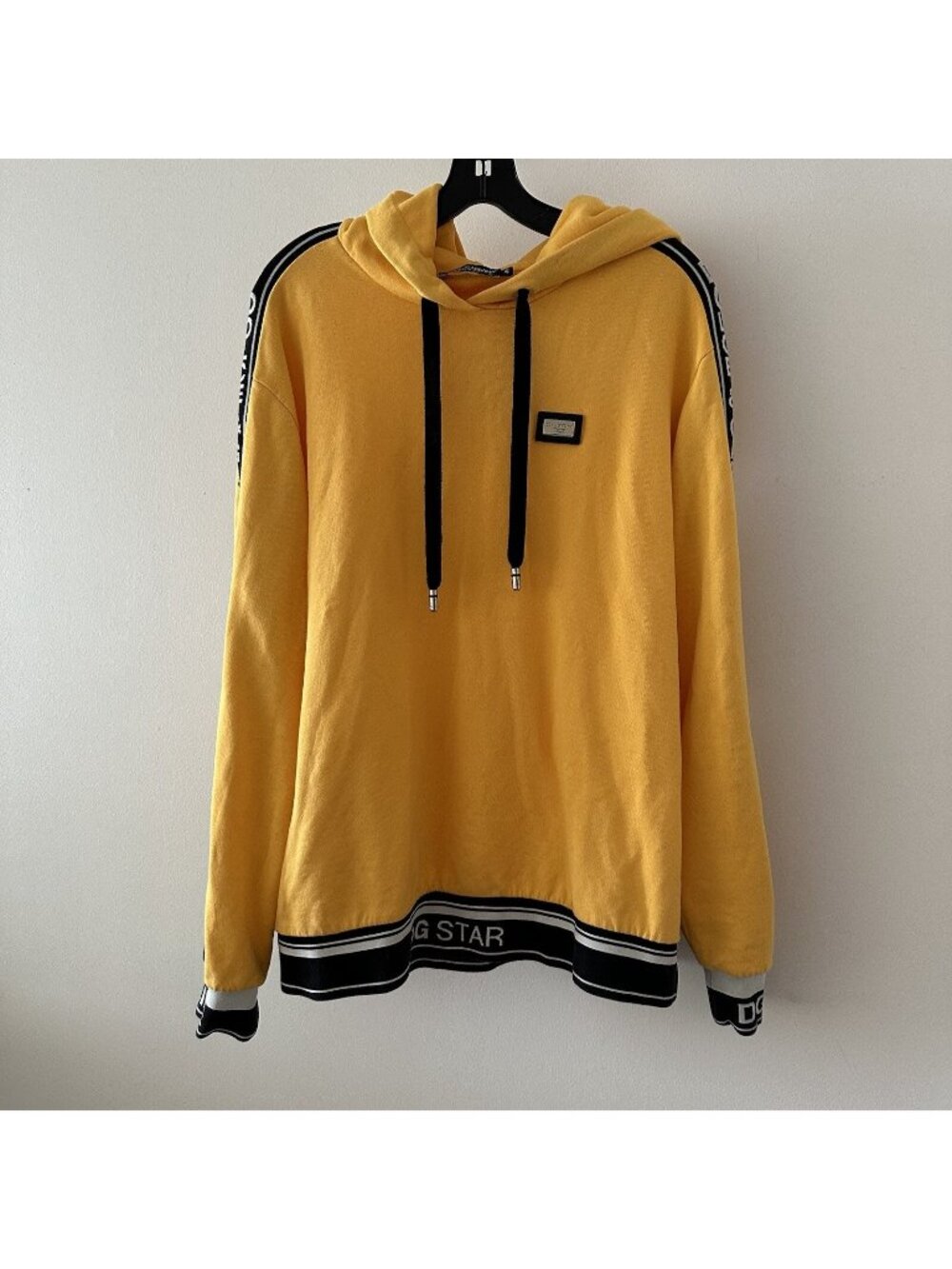Dolce&Gabbana Hoodie Yellow Love Is Black Sz 46 IT 10 US DG Logo Sweatshirt